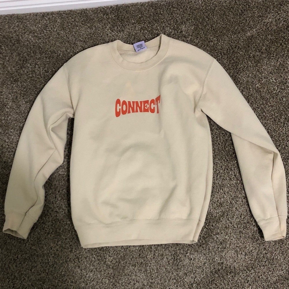 LONELY GHOST Cream Crewneck with Orange CONNECT Graphic